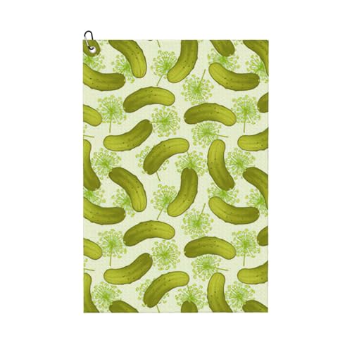 DUWAA Sushi Dill Pickles Print Große Golf-Handtücher für Herren, Mikrofaser-Golf-Handtuch mit Karabiner-Clip, Küchenreinigungstücher von DUWAA
