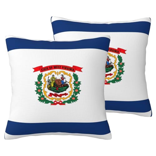 DUWAA West-Virginia-Staats-Flagge, 2 Stück, für Couch, Überwurf-Kissenbezüge, dekorative Kissenbezüge, für Wohnzimmer von DUWAA