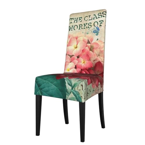 Esszimmerstuhlhussen mit rosa Blumendruck, dehnbar, Parsons, abnehmbarer Küchenstuhlschutz von DUWAA