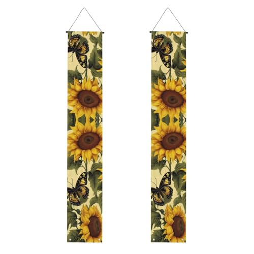 Gelbe Sonnenblumen mit rotem Schmetterling 04 Druck 2025 Abschlussbanner Veranda Banner Congrats Grade Dekorationen Partyzubehör Veranda Schild von DUWAA