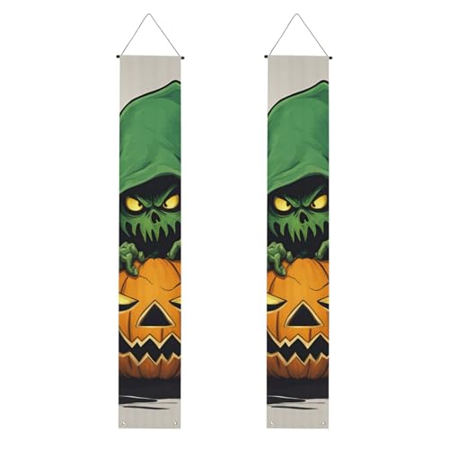 Grüner Geist Horror Halloween Kürbis 1 Druck 2025 Graduation Veranda Banner Congrats Grad Dekorationen Party Supplies Veranda Schild von DUWAA