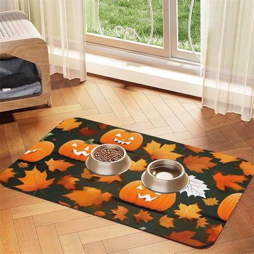Happy Thanksgiving Day Kürbis Druck Haustier Fütterungsmatte Hundematte für Futter und Wassernapf Hunde Wasserspender Matte Hunde Zubehör Happy Thanksgiving Day Kürbis Druck Haustier Fütterungsmatte Hundematte für Futter und Wassernapf Hunde Wasserspender Matte Hunde Zubehör von DUWAA