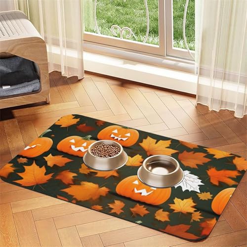 Happy Thanksgiving Day Kürbis Druck Haustier Fütterungsmatte Hundematte für Futter und Wassernapf Hunde Wasserspender Matte Hunde Zubehör Happy Thanksgiving Day Kürbis Druck Haustier Fütterungsmatte Hundematte für Futter und Wassernapf Hunde Wasserspender Matte Hunde Zubehör von DUWAA