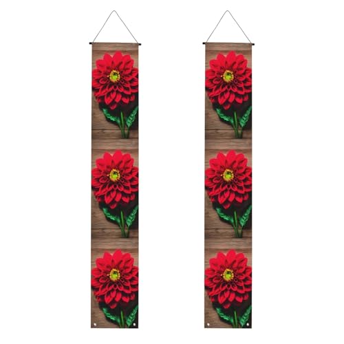 Holzbrett Retro Blume Rot Dahlie Druck 2025 Graduation Veranda Banner Congrats Grade Dekorationen Party Supplies Veranda Schild von DUWAA
