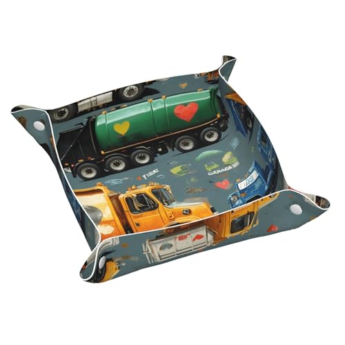 I Love Müllwagen bedrucktes Ledertablett Kommode Organizer Tablett für Eingangstisch Schmuck Uhr Schlüssel I Love Müllwagen bedrucktes Ledertablett Kommode Organizer Tablett für Eingangstisch Schmuck Uhr Schlüssel von DUWAA