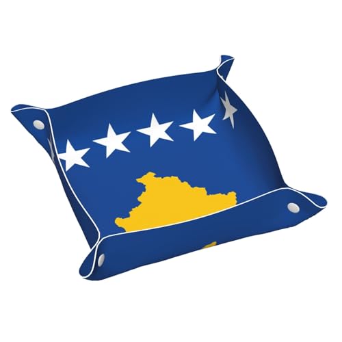 Ledertablett mit Flagge des Kosovo, für den Eingangsbereich, Schmuck, Uhren, Schlüssel Ledertablett mit Flagge des Kosovo, für den Eingangsbereich, Schmuck, Uhren, Schlüssel von DUWAA