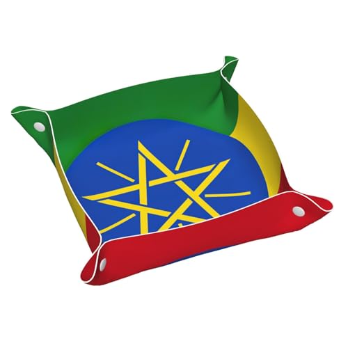 Ledertablett mit Flagge von Äthiopien, für den Eingangsbereich, Schmuck, Uhren, Schlüssel von DUWAA