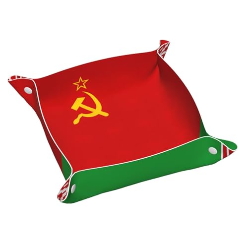 Ledertablett mit Flagge von Belarus, bedruckt, Kommode, Organizer, Tablett, für Eingangstisch, Schmuck, Uhren, Schlüssel von DUWAA