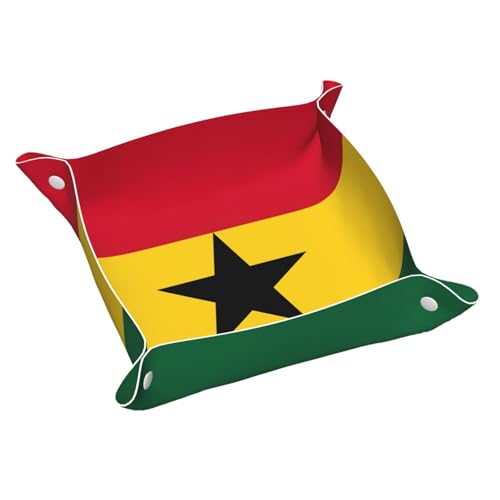 Ledertablett mit Flagge von Ghana, Kommode, Organizer, Tablett, für Eingangstisch, Schmuck, Uhren, Schlüssel Ledertablett mit Flagge von Ghana, Kommode, Organizer, Tablett, für Eingangstisch, Schmuck, Uhren, Schlüssel von DUWAA