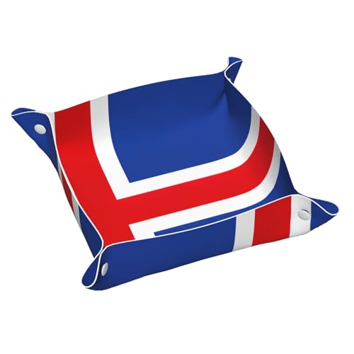 Ledertablett mit Flagge von Island, für den Eingangsbereich, Schmuck, Uhren, Schlüssel von DUWAA