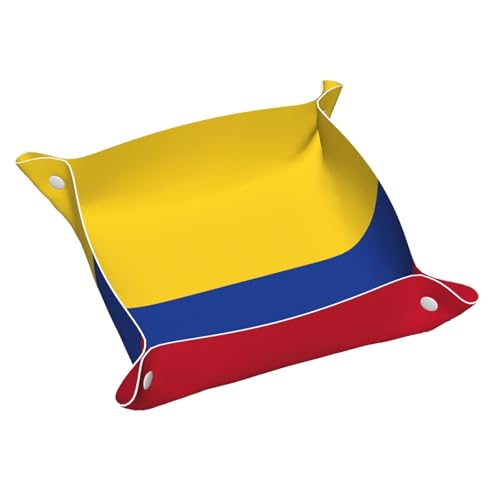Ledertablett mit Flagge von Kolumbien, bedruckt, Kommode, Organizer, Tablett, für Eingangstisch, Schmuck, Uhren, Schlüssel Ledertablett mit Flagge von Kolumbien, bedruckt, Kommode, Organizer, Tablett, für Eingangstisch, Schmuck, Uhren, Schlüssel von DUWAA