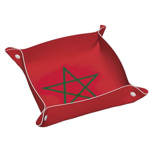 Ledertablett mit Flagge von Marokko, für den Eingangsbereich, Schmuck, Uhren, Schlüssel von DUWAA