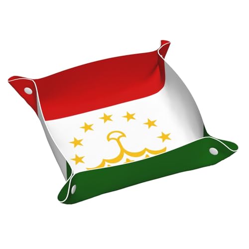 Ledertablett mit Flagge von Tadschikistan, für den Eingangsbereich, Schmuck, Uhren, Schlüssel Ledertablett mit Flagge von Tadschikistan, für den Eingangsbereich, Schmuck, Uhren, Schlüssel von DUWAA
