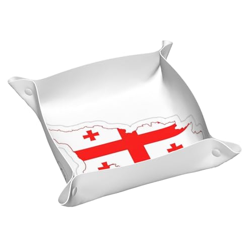 Ledertablett mit Flaggenkarte von Georgien, bedruckt, Kommode, Organizer, Tablett, für Eingangstisch, Schmuck, Uhren, Schlüssel von DUWAA