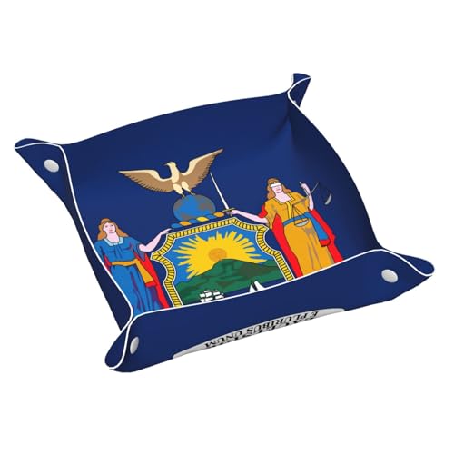 Ledertablett mit New York-Flaggen-Aufdruck, Kommode, Organizer, Tablett, für Eingangstisch, Schmuck, Uhren, Schlüssel von DUWAA