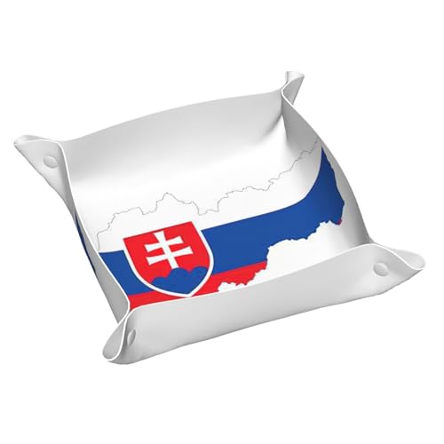 Ledertablett mit Slowakei-Flagge, Kartendruck, Kommode, Organizer, Tablett, für Eingangstisch, Schmuck, Uhren, Schlüssel von DUWAA