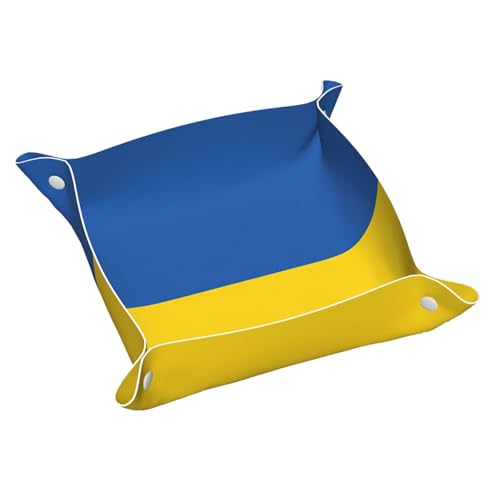 Ledertablett mit Ukraine-Flagge, bedruckt, Kommode, Organizer, Tablett, für Eingangstisch, Schmuck, Uhren, Schlüssel von DUWAA