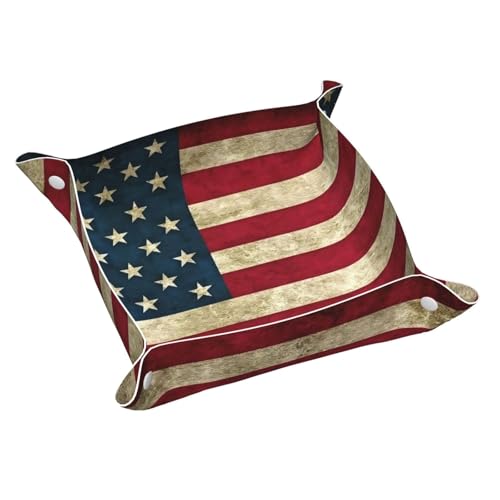 Ledertablett mit amerikanischer Flagge, Kommode, Organizer, Tablett für Eingangstisch, Schmuck, Uhren, Schlüssel Ledertablett mit amerikanischer Flagge, Kommode, Organizer, Tablett für Eingangstisch, Schmuck, Uhren, Schlüssel von DUWAA