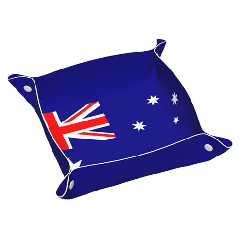 Ledertablett mit australischer Flagge, Kommode, Organizer, Tablett für Eingangstisch, Schmuck, Uhren, Schlüssel von DUWAA