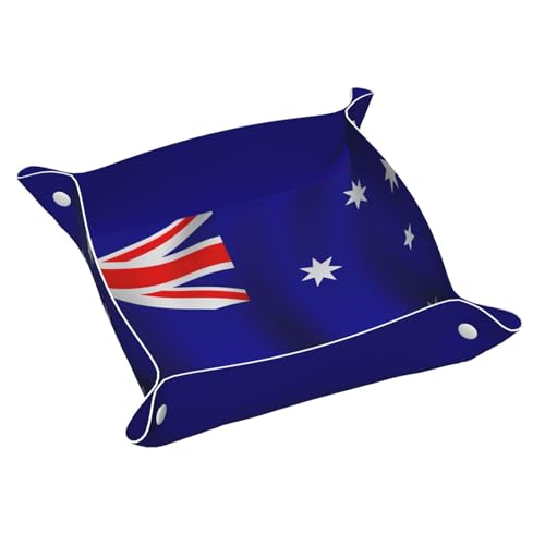Ledertablett mit australischer Flagge, Kommode, Organizer, Tablett für Eingangstisch, Schmuck, Uhren, Schlüssel Ledertablett mit australischer Flagge, Kommode, Organizer, Tablett für Eingangstisch, Schmuck, Uhren, Schlüssel von DUWAA