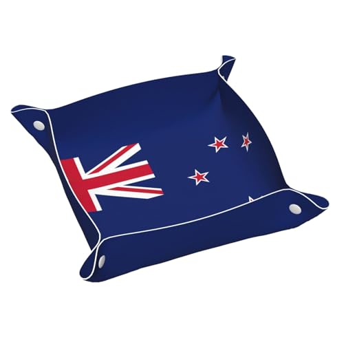 Ledertablett mit neuseeländischer Flagge, Kommode, Organizer, Tablett, für Eingangstisch, Schmuck, Uhren, Schlüssel von DUWAA