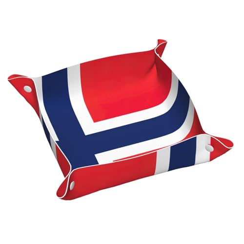 Ledertablett mit norwegischer Flagge, Kommode, Organizer, Tablett, für Eingangstisch, Schmuck, Uhren, Schlüssel von DUWAA