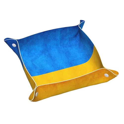 Ledertablett mit ukrainischer Flagge, Kommode, Organizer, Tablett, für Eingangstisch, Schmuck, Uhren, Schlüssel von DUWAA