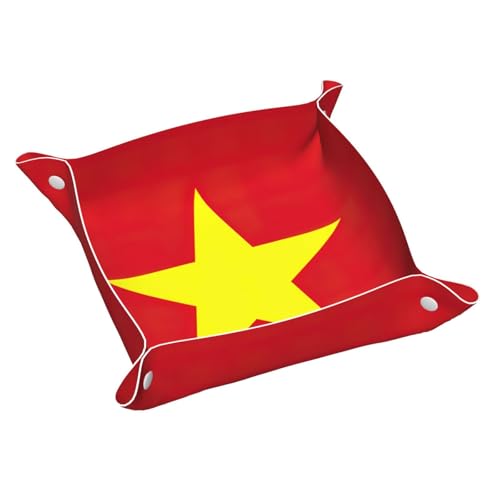 Ledertablett mit vietnamesischer Flagge, Kommode, Organizer, Tablett, für Eingangstisch, Schmuck, Uhren, Schlüssel von DUWAA