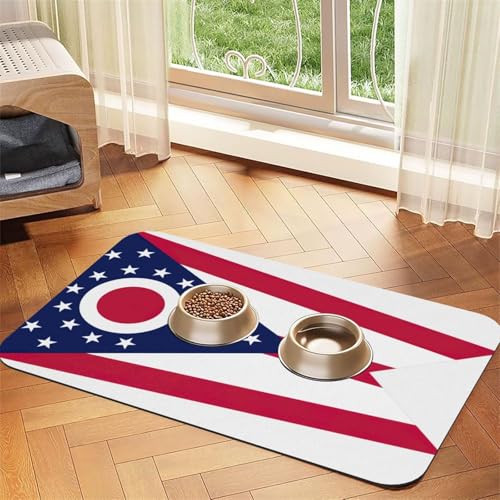 Ohio State Flag Print Pet Feeding Mat Dog Mat for Food and Water Bowl Dogs Water Dispenser Mat Dogs Accessories von DUWAA