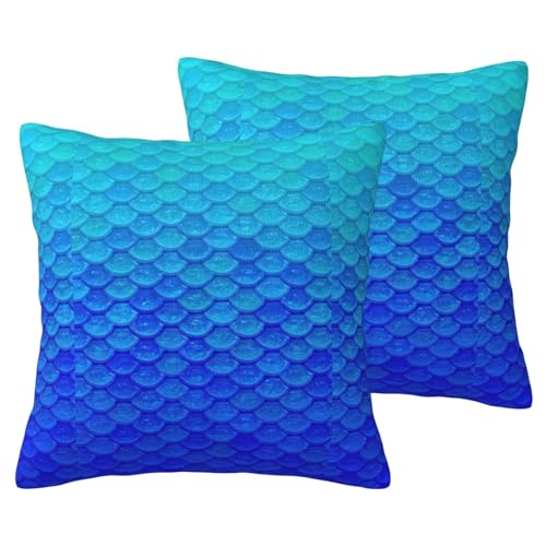 Ozean-Meerjungfrau-Motiv, Fischschuppen-Druck, 2 Stück, dekorativ, für Wohnzimmer von DUWAA