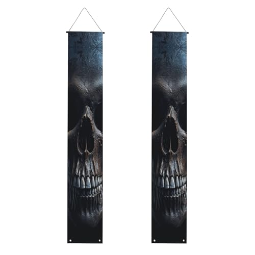 Schwarzer Totenkopf-Druck 2025 Graduation Veranda Banner Congrats Grade Dekorationen Partyzubehör Veranda Schild von DUWAA