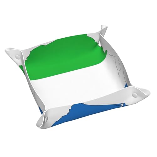 Sierra Leone Ledertablett mit Flaggenkartendruck, Kommode, Organizer, Tablett, für Eingangstisch, Schmuck, Uhren, Schlüssel von DUWAA