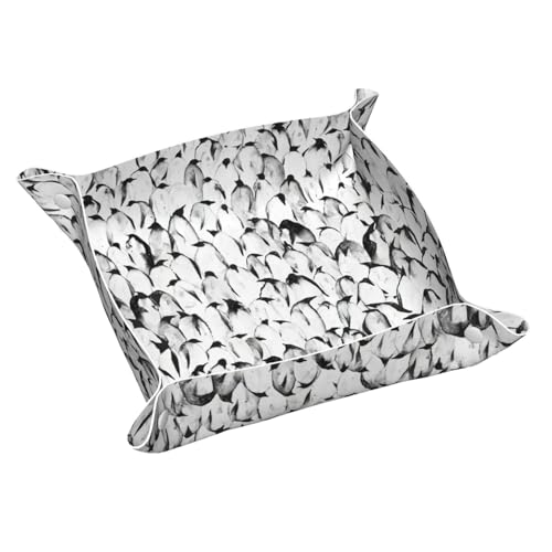 Stilvolles Auffangtablett aus Leder mit Pinguin-Muster, Schreibtisch-Tablett, Schmuck-Organizer, für Kleingeld, Schlüssel, Telefon, Brille von DUWAA