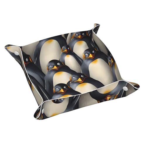 Stilvolles Tablett aus Leder mit Pinguin-Aufdruck, Kommode, Organizer, Tablett, für Eingangstisch, Schmuck, Uhren, Schlüssel Stilvolles Tablett aus Leder mit Pinguin-Aufdruck, Kommode, Organizer, Tablett, für Eingangstisch, Schmuck, Uhren, Schlüssel von DUWAA