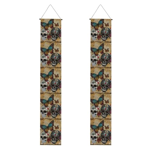 Sugar Skulls Butterfly Print 2025 Graduation Veranda Banner Congrats Grade Dekorationen Partyzubehör Veranda Schild von DUWAA