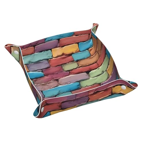 Tablett aus Leder mit buntem Ziegeldruck, Kommode, Organizer, Tablett, für Eingangstisch, Schmuck, Uhren, Schlüssel Tablett aus Leder mit buntem Ziegeldruck, Kommode, Organizer, Tablett, für Eingangstisch, Schmuck, Uhren, Schlüssel von DUWAA