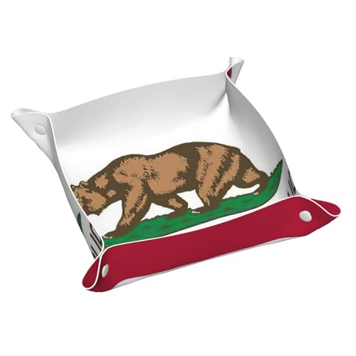 Tablett mit Kalifornien-Flagge, Leder, Kommode, Organizer, Tablett, für Eingangstisch, Schmuck, Uhren, Schlüssel von DUWAA