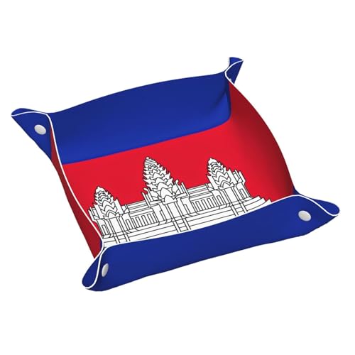 Tablett mit Kambodscha-Flagge, Leder, Kommode, Organizer, Tablett, für Eingangstisch, Schmuck, Uhren, Schlüssel von DUWAA