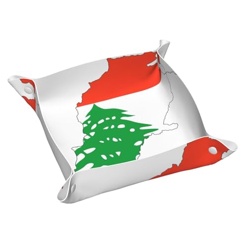 Tablett mit Libanon-Flagge, Leder, für den Eingangsbereich, Schmuck, Uhren, Schlüssel von DUWAA