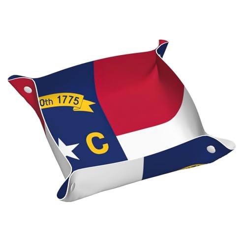 Tablett mit Nord-Carolina-Flagge, Leder, Kommode, Organizer, Tablett, für Eingangstisch, Schmuck, Uhren, Schlüssel von DUWAA