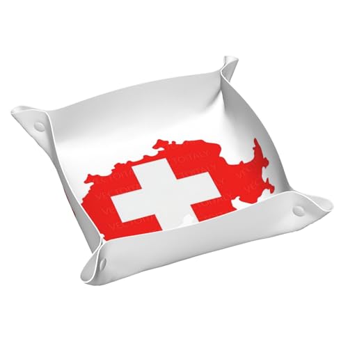 Tablett mit Schweizer Flagge, Leder, für den Eingangsbereich, Schmuck, Uhren, Schlüssel Tablett mit Schweizer Flagge, Leder, für den Eingangsbereich, Schmuck, Uhren, Schlüssel von DUWAA