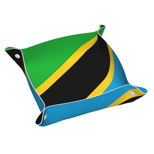 Tablett mit Tansania-Flagge, Leder, Kommode, Organizer, Tablett, für Eingangstisch, Schmuck, Uhren, Schlüssel von DUWAA