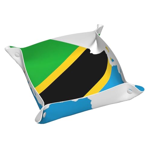 Tablett mit Tansania-Flagge, Leder, für den Eingangsbereich, Schmuck, Uhren, Schlüssel von DUWAA
