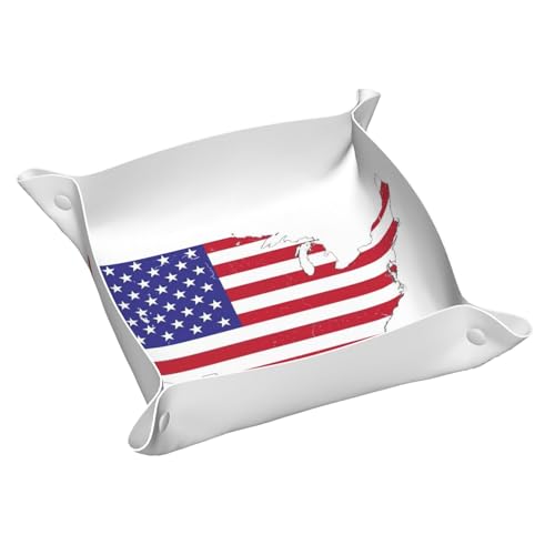 Tablett mit USA-Flagge, Leder, für den Eingangsbereich, Schmuck, Uhren, Schlüssel Tablett mit USA-Flagge, Leder, für den Eingangsbereich, Schmuck, Uhren, Schlüssel von DUWAA
