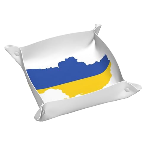 Tablett mit Ukraine-Flagge, Leder, für den Eingangsbereich, Schmuck, Uhren, Schlüssel von DUWAA