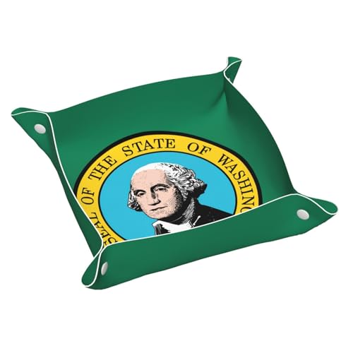 Tablett mit Washington-Flagge, Leder, Kommode, Organizer, Tablett, für Eingangstisch, Schmuck, Uhren, Schlüssel von DUWAA
