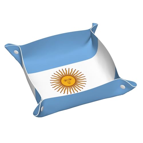 Tablett mit argentinischer Flagge, Leder, Kommode, Organizer, Tablett, für Eingangstisch, Schmuck, Uhren, Schlüssel von DUWAA