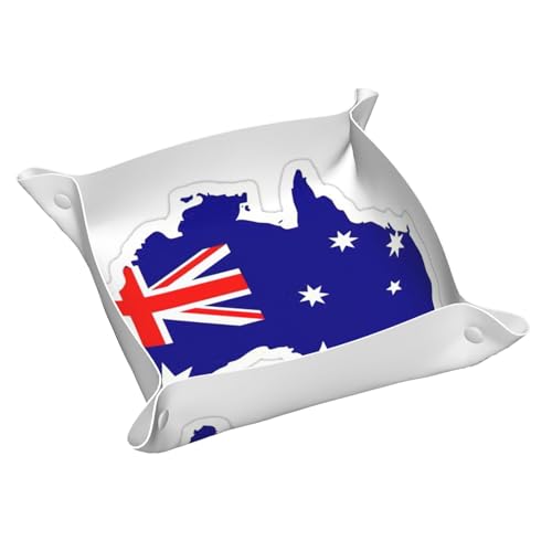 Tablett mit australischer Flagge, Leder, für den Eingangsbereich, Schmuck, Uhren, Schlüssel Tablett mit australischer Flagge, Leder, für den Eingangsbereich, Schmuck, Uhren, Schlüssel von DUWAA