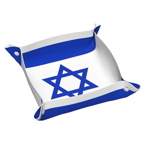Tablett mit israelischer Flagge, Leder, Kommode, Organizer, Tablett, für Eingangstisch, Schmuck, Uhren, Schlüssel Tablett mit israelischer Flagge, Leder, Kommode, Organizer, Tablett, für Eingangstisch, Schmuck, Uhren, Schlüssel von DUWAA