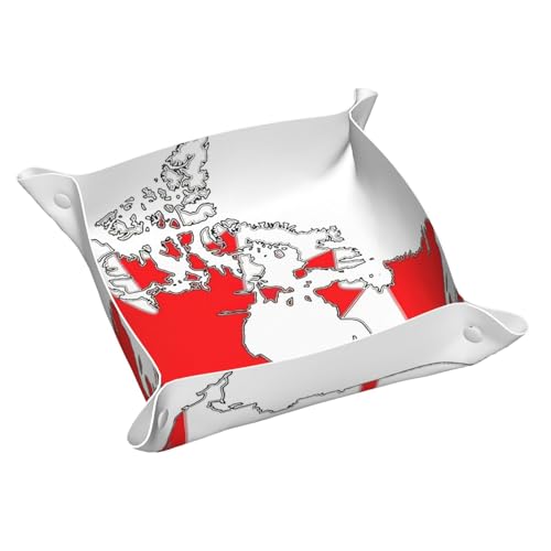 Tablett mit kanadischer Flagge, Leder, für den Eingangsbereich, Schmuck, Uhren, Schlüssel von DUWAA